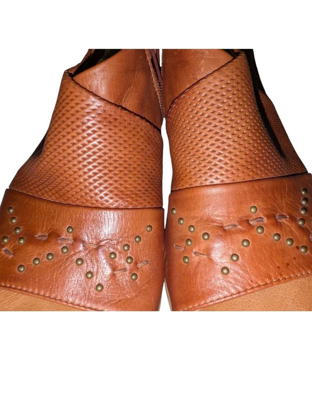 Miz Mooz Designer Brown Leather Slingback Sandals Studded Boho Sz EU 38 / 7.5-8